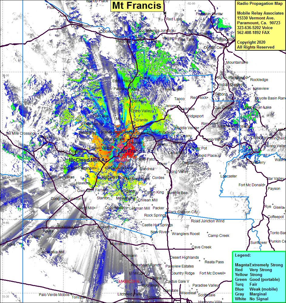 heat map radio coverage Mt Francis